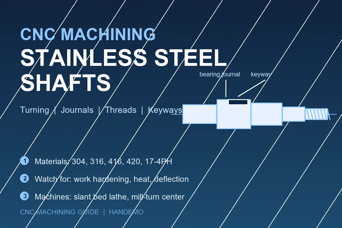 CNC machining stainless steel shafts - stepped shafts with bearing journals and threads