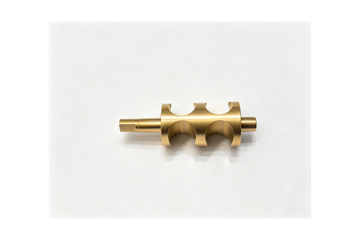 Machined small gear shaft with turned journal and milled tooth form